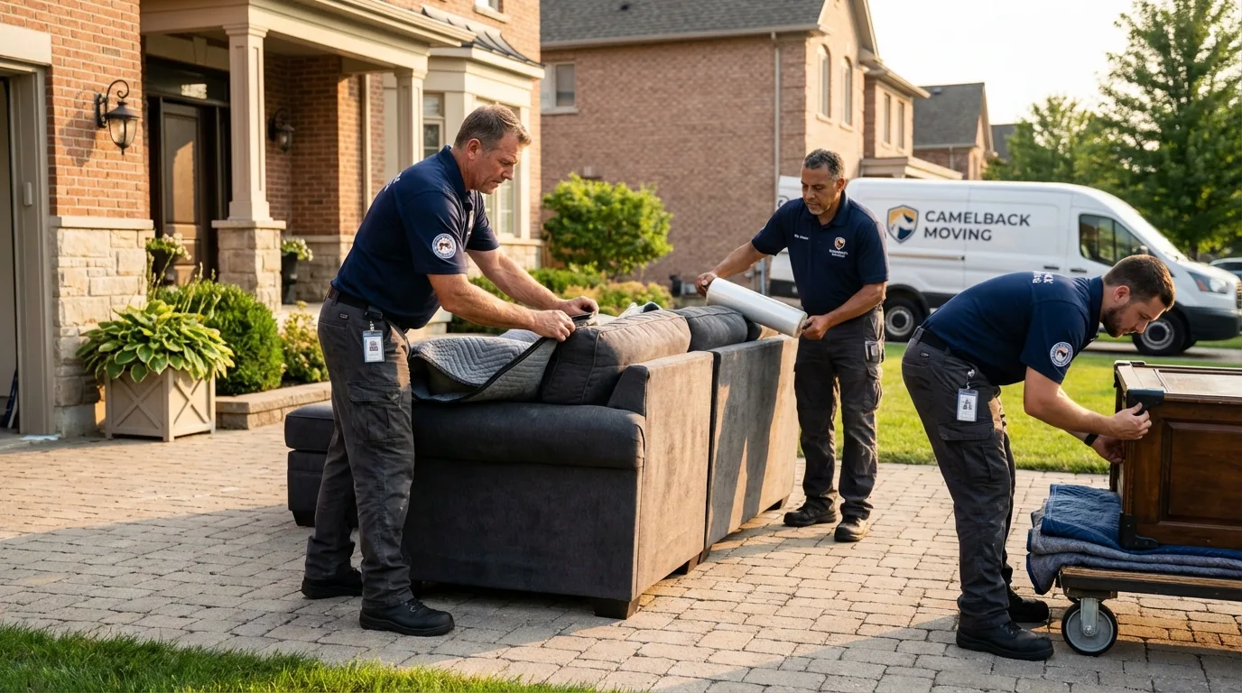 Large estate moving crew wrapping furniture in Bellevue, ID