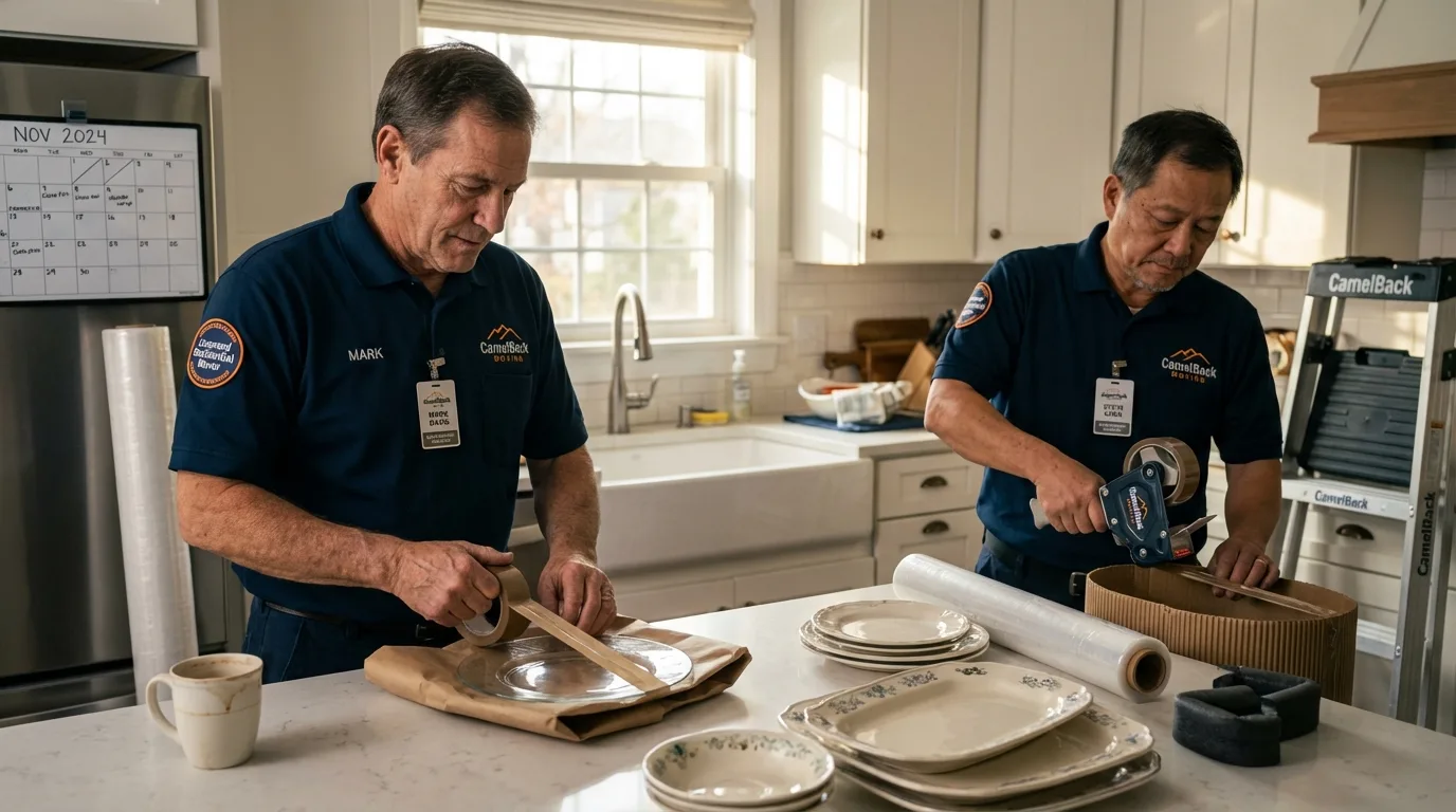 Professional crew packing kitchen dishware in Bellevue, ID